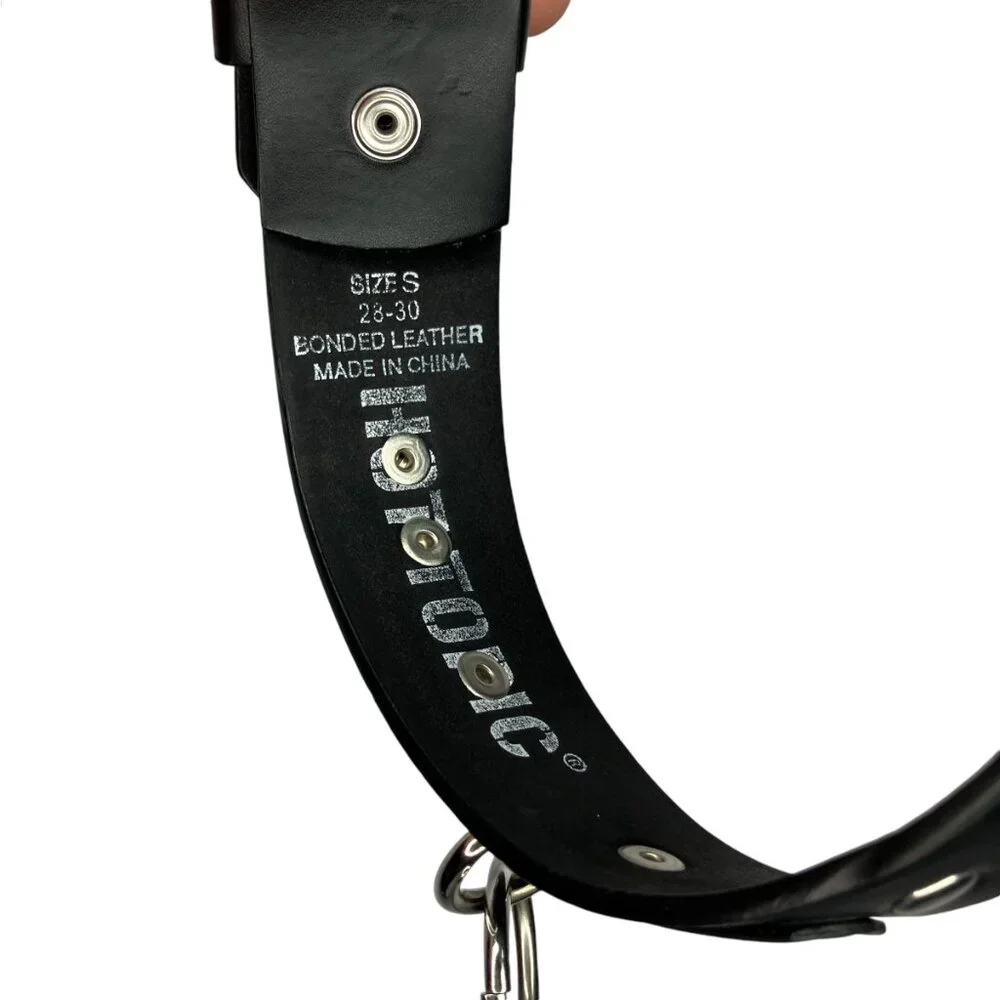 Hot Topic Men's 28 30 Black O-Ring Belt Punk Gothic‎ Bonded Leather Vintage Y2K